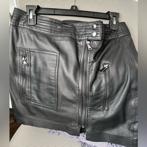 Trina Turk Black Leather Mini Skirt